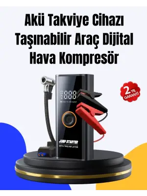 Sos Fenerli Akü Takviye Cihazı Dijital Kompresör Powerbank