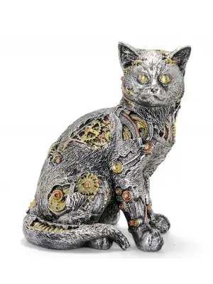 Steampunk Polyester Kedi Figürü Model 1