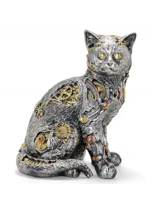 Steampunk Polyester Kedi Figürü Model 1