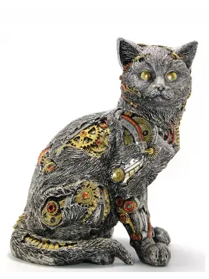 Steampunk Polyester Kedi Figürü Model 2