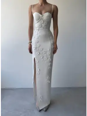 Stor Gül Detaylı Elbise