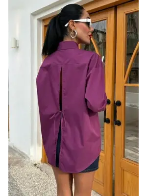 Süzine Cepli Arkası Yırtmaçlı Oversize Gömlek 3420