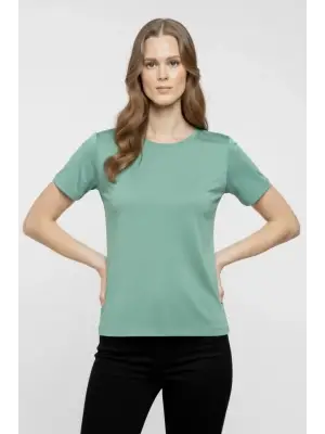 T-Shirt Bisiklet Yaka Slim Fit Likralı Tişört Günlük Basic Body - Mint Yeşili