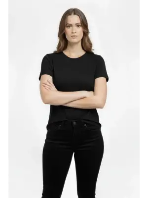 T-Shirt Bisiklet Yaka Slim Fit Likralı Tişört Günlük Basic Body - Siyah