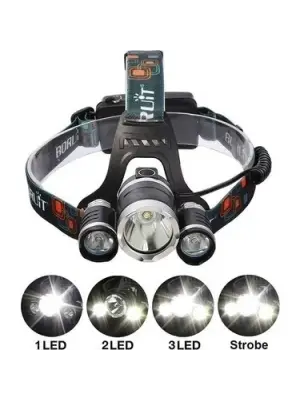 T6 Kafa Feneri 5000 Lumens 3xcree Xm-t6+2r5 Lamba Led Kamp Lambası