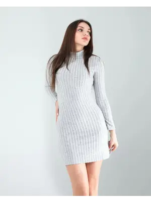 Omarı Modern Taş Desenli Mini Elbise