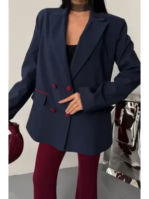 TASARIM CEKET KAPLAMA DÜĞMELİ - Lacivert