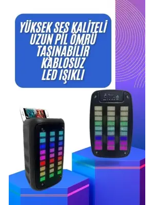 Taşınabilir 6.5 İnç Led Bluetooth Kareoke Hoparlör Rgb Işıklı Radyolu