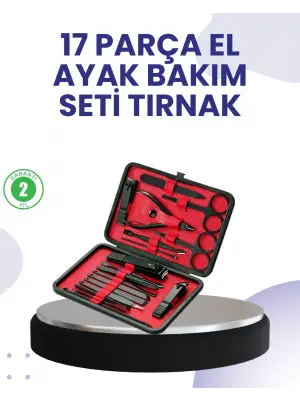 Taşınabilir Deri Kutulu 17 Parça Manikür Seti