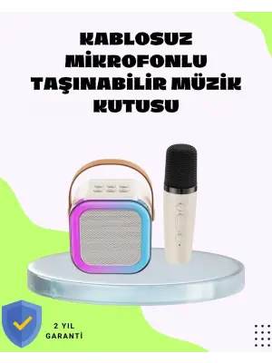 Taşınabilir Karaoke Mikrofon Seti Bluetooth Hoparlörlü