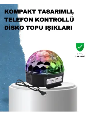 Taşınabilir Rgb Disko Topu Bluetooth Ve Uzaktan Kumanda Özellikli