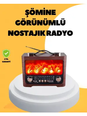 Taşınabilir Şömine Görünümlü Bluetooth Hoparlör – Solar Şarjlı, Alev Işıklı, 7w Ses