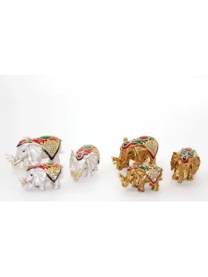 Taşlı 3lü Fil Figürü Model 4