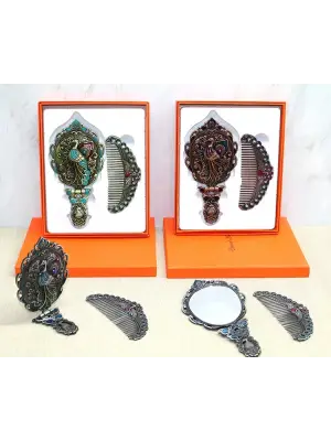 Tavuskuşu Katlanabilir Ayna Ve Tarak Seti Orta Boy