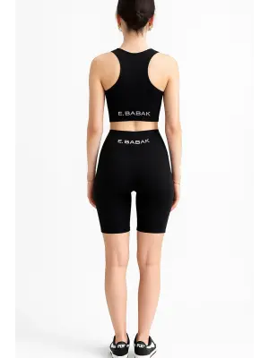 Tayt Crop Takım-Siyah