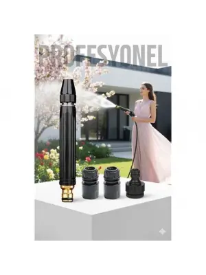 Tazyik Arttıran Bahçe Yıkama Sulama Hortum Başlığı Seti  3 Musluk Adaptörlü Güçlü Jet