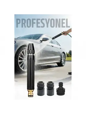 Tazyik Arttıran Oto Yıkama Hortum Başlığı Seti | Basınçı Oto Yıkama 3 Musluk Adaptörlü Güçlü Jet