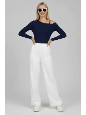 Tek Omuz İpli Bluz Lacivert T4328