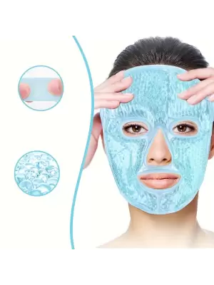 Terapi Jel Yüz Maskesi Soğuk Ve Sıcak Boncuklu Ayarlanabilir Maske (mavi)