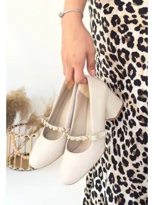 Tino Bej Cilt Topuklu Ayakkabı