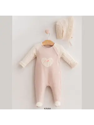 Omarı Şık Dantel Detaylı Bebek Tulumu Gül Kurusu