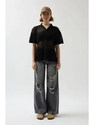 Omarı Şeffaf Transparan T-Shirt