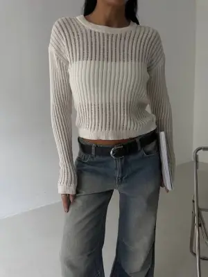 Triko transparent bluz beyaz