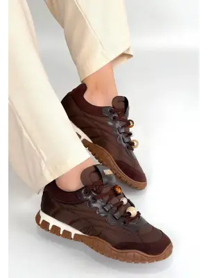 Tues Kahverengi Nubuk Bağcıklı Spor Ayakkabı