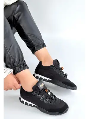 Tues Siyah Nubuk Bağcıklı Spor Ayakkabı