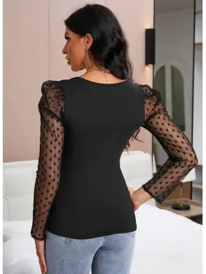 Omarı İnci Detaylı Kadın Uzun Kollu Viskon Bluz