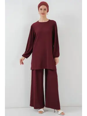 Tunik Pantolon Alt Üst Takım 6663 - Bordo