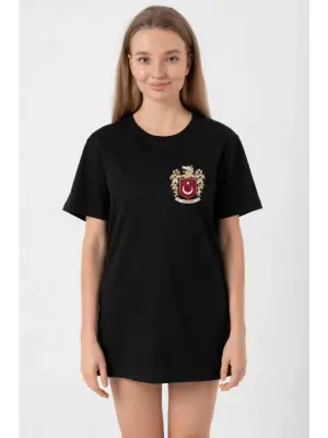 Omarı Türk Arma Desenli Siyah T-shirt