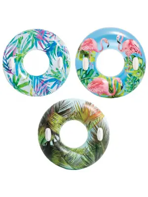 Omarı Şeffaf Çiçek Desenli Tutma Saplı Simit Şezlong 97 cm