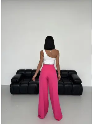 Üç Düğme Detayli Palazzo Pantolon