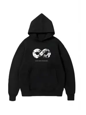 Üç İplik Kapşonlu 10 Kasıma Özel SweatShirt - Siyah