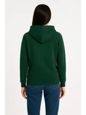 Üç İplik Kapüşonlu Kanguru Çepli SweatShirt Hoodie - Haki