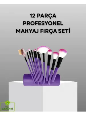 Ultra Yumuşak 12’li Makyaj Fırça Seti – Dökülme Yapmaz, Dalin Şampuan İle Temizlenebilir