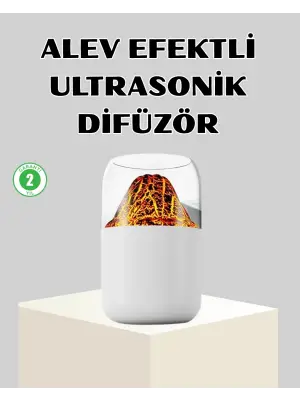 Ultrasonik Alev Efektli Aromaterapi Difüzörü Usb Şarjlı Ve Otomatik Kapanma Özellikli