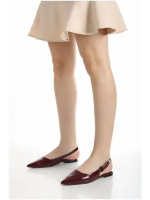 Bordo Rugan Babet Ayakkabı Kadın Giyim