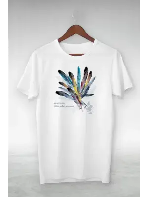 Omarı Beyaz Oversize Baskılı T-Shirt