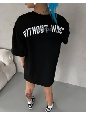 Siyah Baskılı Unisex Oversize T-Shirt
