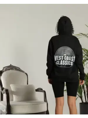 Unisex Oversize Kapüşonlu Sweatshirt - Siyah