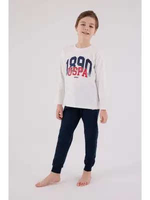 U.S. Polo Assn Uzun Kol Pijama Takım US2203-4 Beyaz