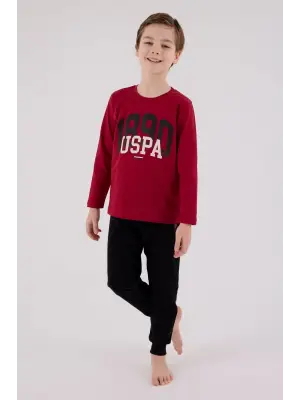 U.S. Polo Assn Uzun Kol Pijama Takım US2203-4 Bordo