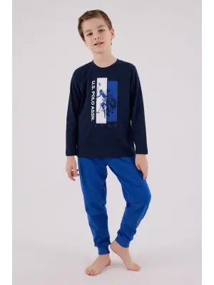 U.S. Polo Assn  Uzun Kol Pijama Takım US2206-4 Lacivert