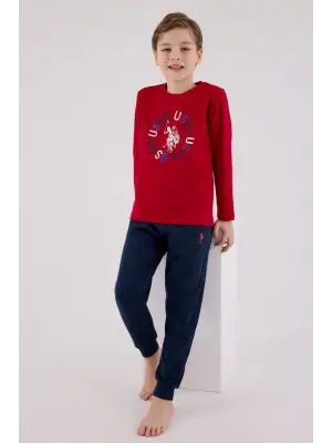 U.S. Polo Assn Uzun Kol Pijama Takım US2214-4 Kırmızı