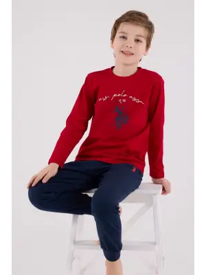 U.S. Polo Assn Uzun Kol Pijama Takım US2233-4 Kırmızı