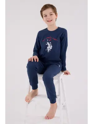 U.S. Polo Assn Uzun Kol Pijama Takım US2233-4 Koyu İndigo