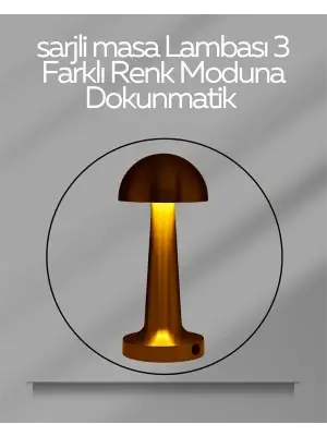 Usb Şarjlı Dokunmatik Led Masa Lambası – 3 Renk Modu & Dimmer