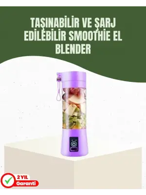 Usb Şarjlı Portatif Blender 380ml Çelik 304 Bıçaklı Mobil Smoothie Maker